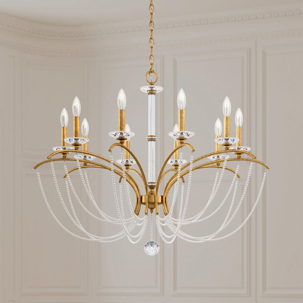 Priscilla 10 Light 120V Chandelier in Heirloom Silver with Dark Grey Pearl