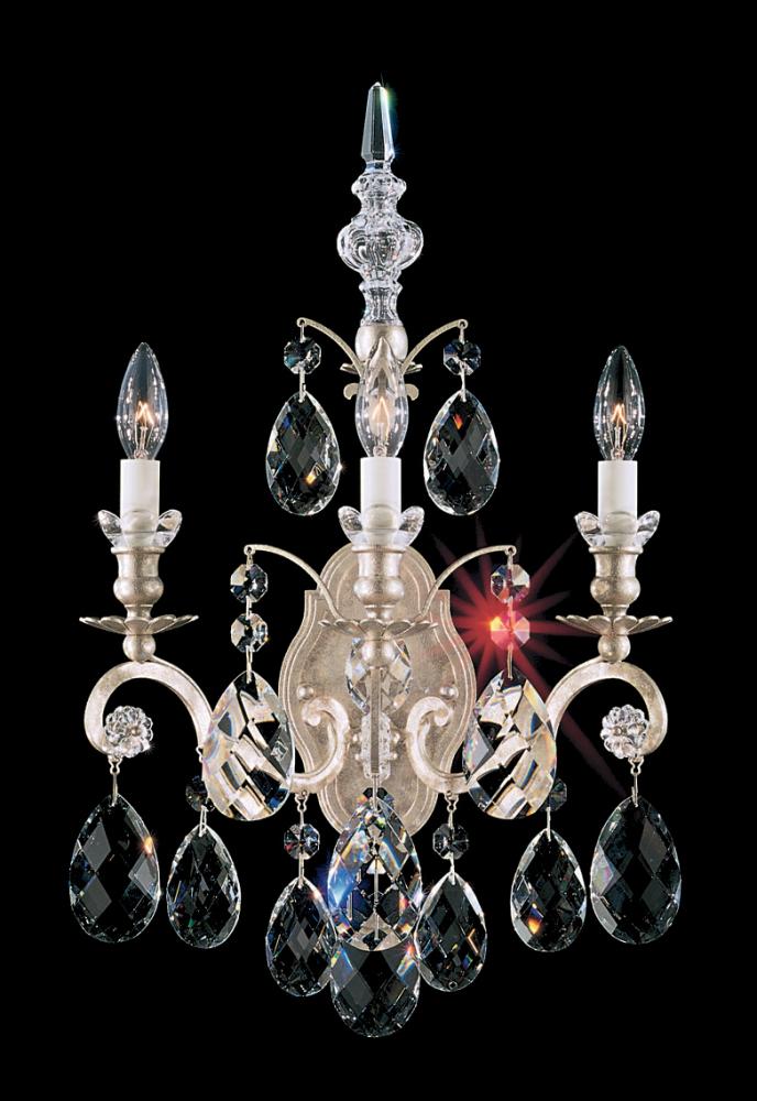 Renaissance 3 Light 120V Wall Sconce in French Gold with Clear Heritage Handcut Crystal