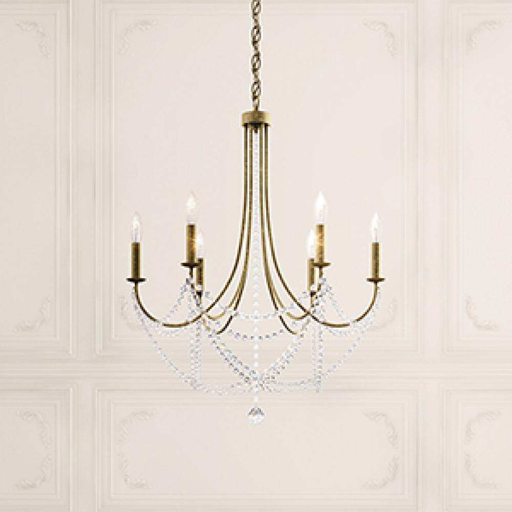 Verdana 6 Light Chandelier In Antique Silver With Clear Heritage Crystal