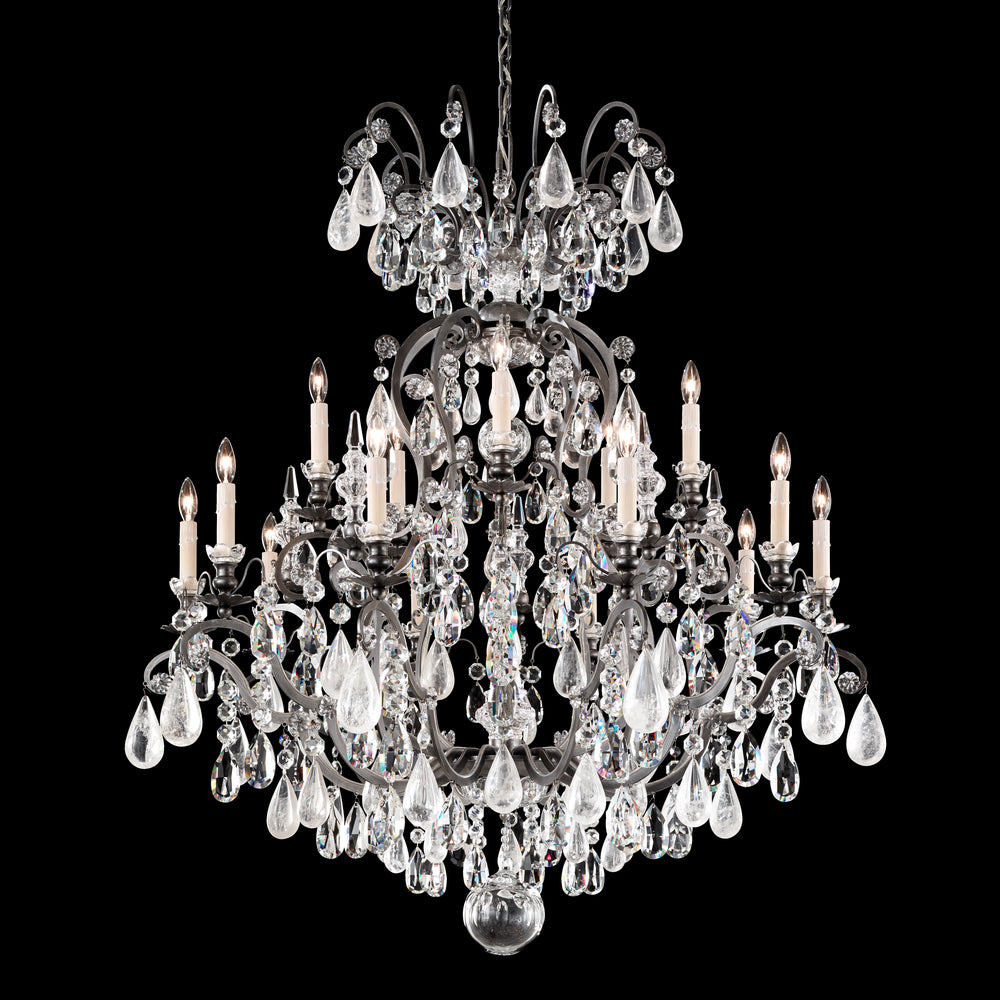Renaissance Rock Crystal 16 Light 120V Chandelier in French Gold with Clear Crystal and Rock Crystal