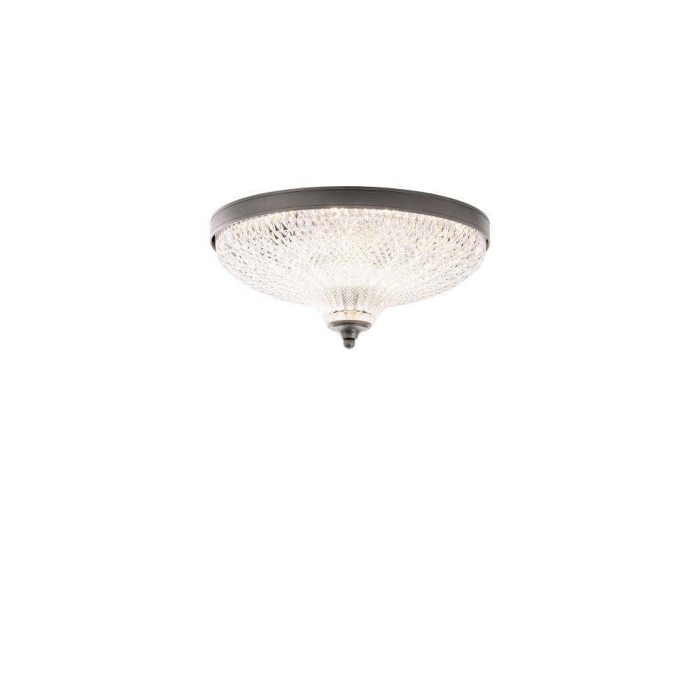 Roma 12in LED 3000K/3500K/4000K 120V-277V Flush Mount in Antique Nickel with Clear Optic Crystal