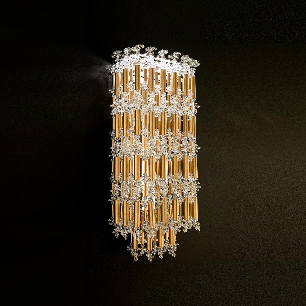 Tahitian 19in LED 3000K/3500K/4000K 120V-277V Wall Sconce in Antique Silver with Clear Optic Crystal