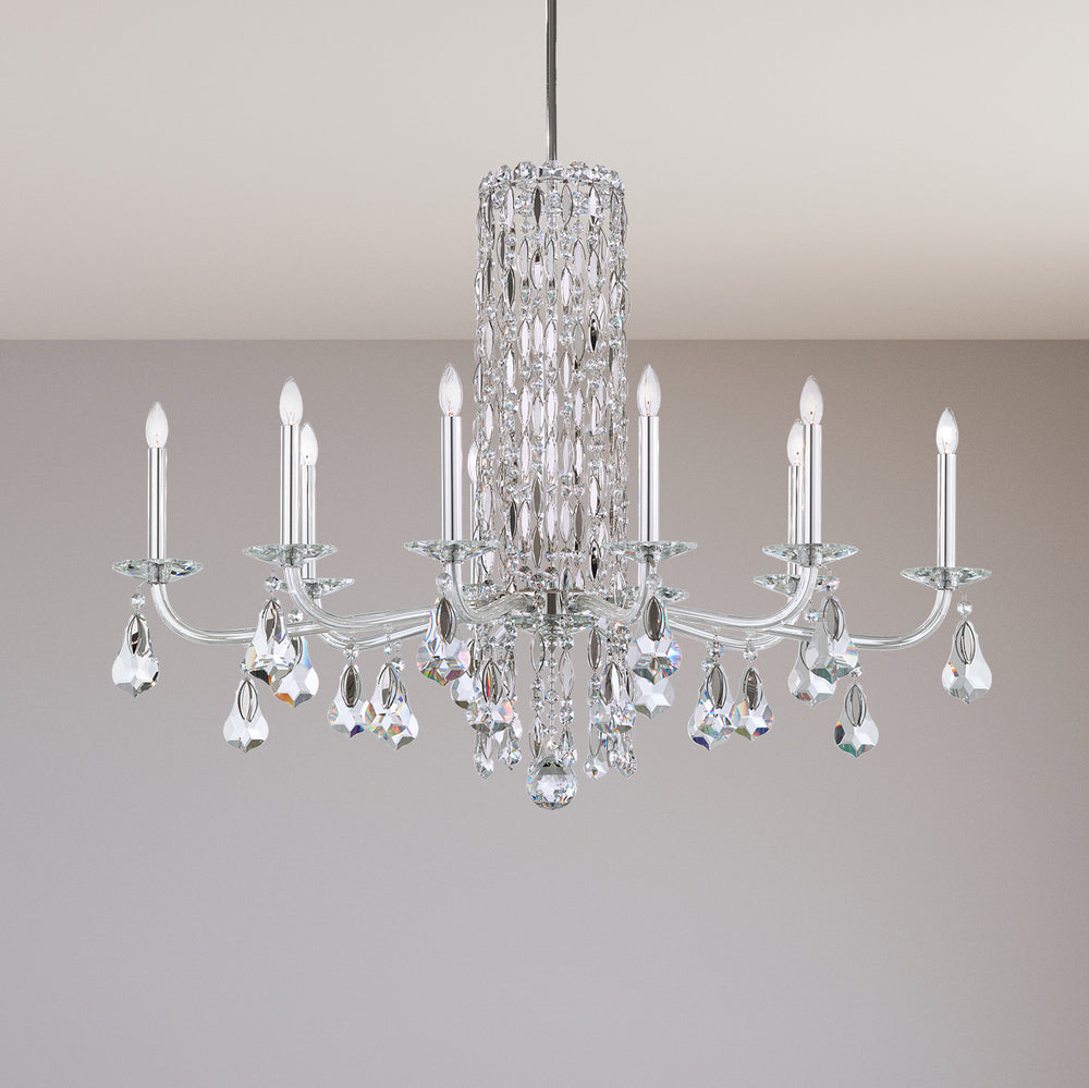 Siena 10 Light 120V Chandelier (No Spikes) in Antique Silver with Clear Heritage Handcut Crystal