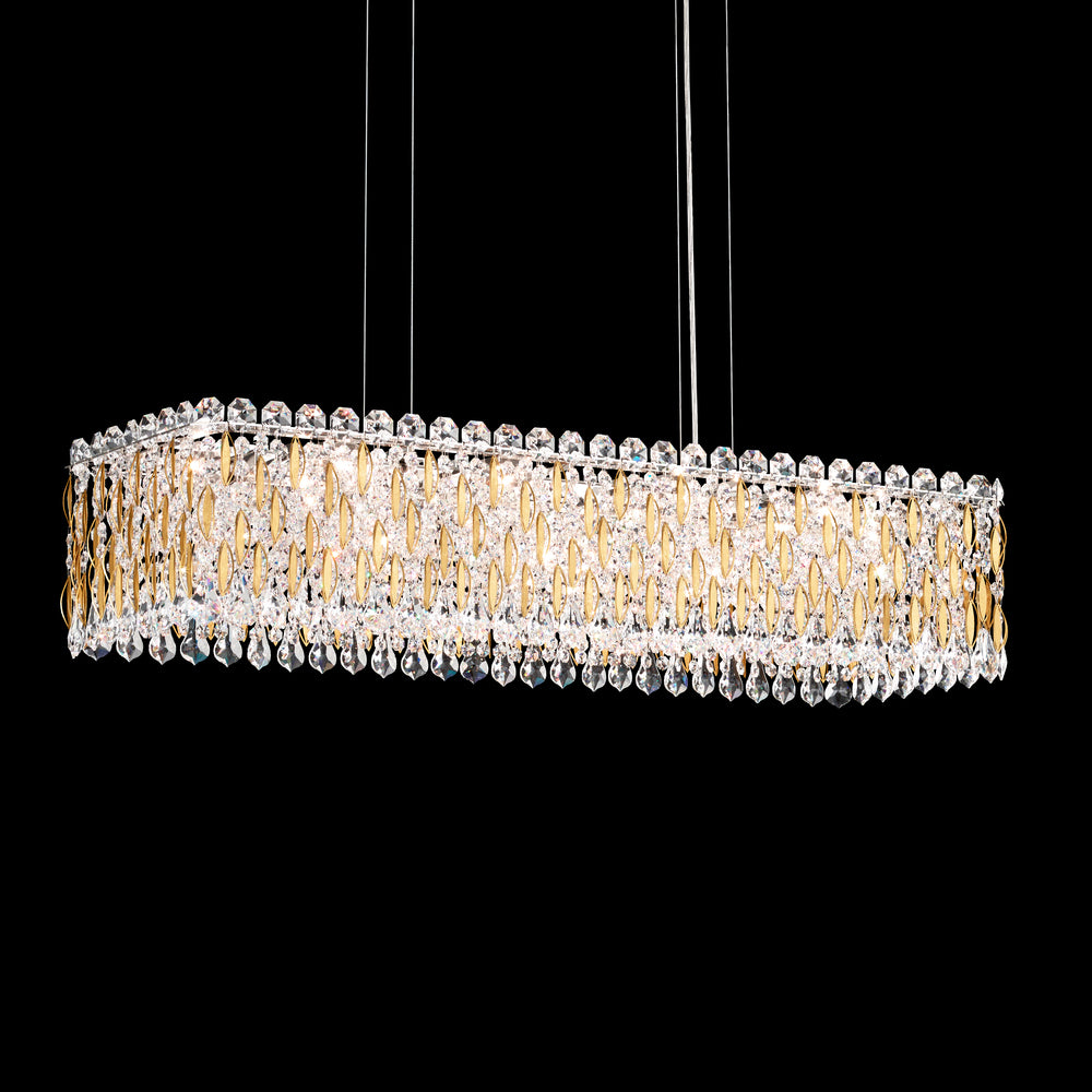 Sarella 13 Light 120V Linear Pendant in Polished Stainless Steel with Clear Heritage Handcut Crystal