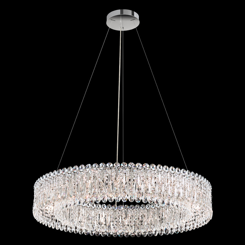Sarella 18 Light 120V Pendant in Polished Stainless Steel with Clear Radiance Crystal
