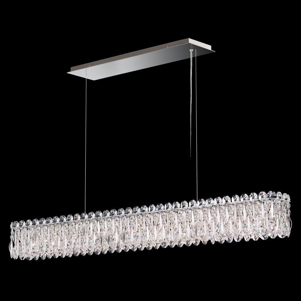 Sarella 11 Light 120V Linear Pendant in Polished Stainless Steel with Clear Heritage handcut Crystal