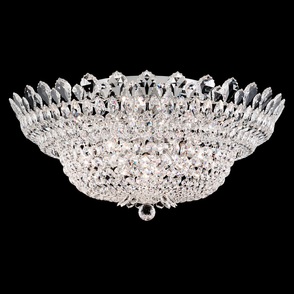 Trilliane 23 Light 120V Flush Mount in Polished Stainless Steel with Clear Heritage Handcut Crystal