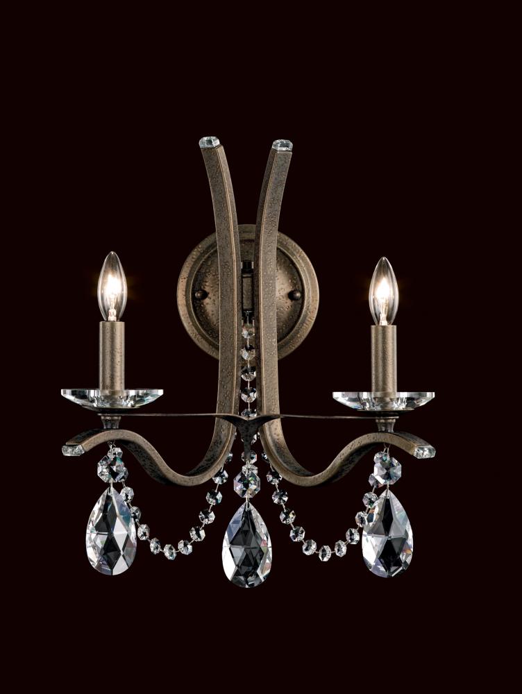 Vesca 2 Light 120V Wall Sconce in Antique Silver with Clear Radiance Crystal
