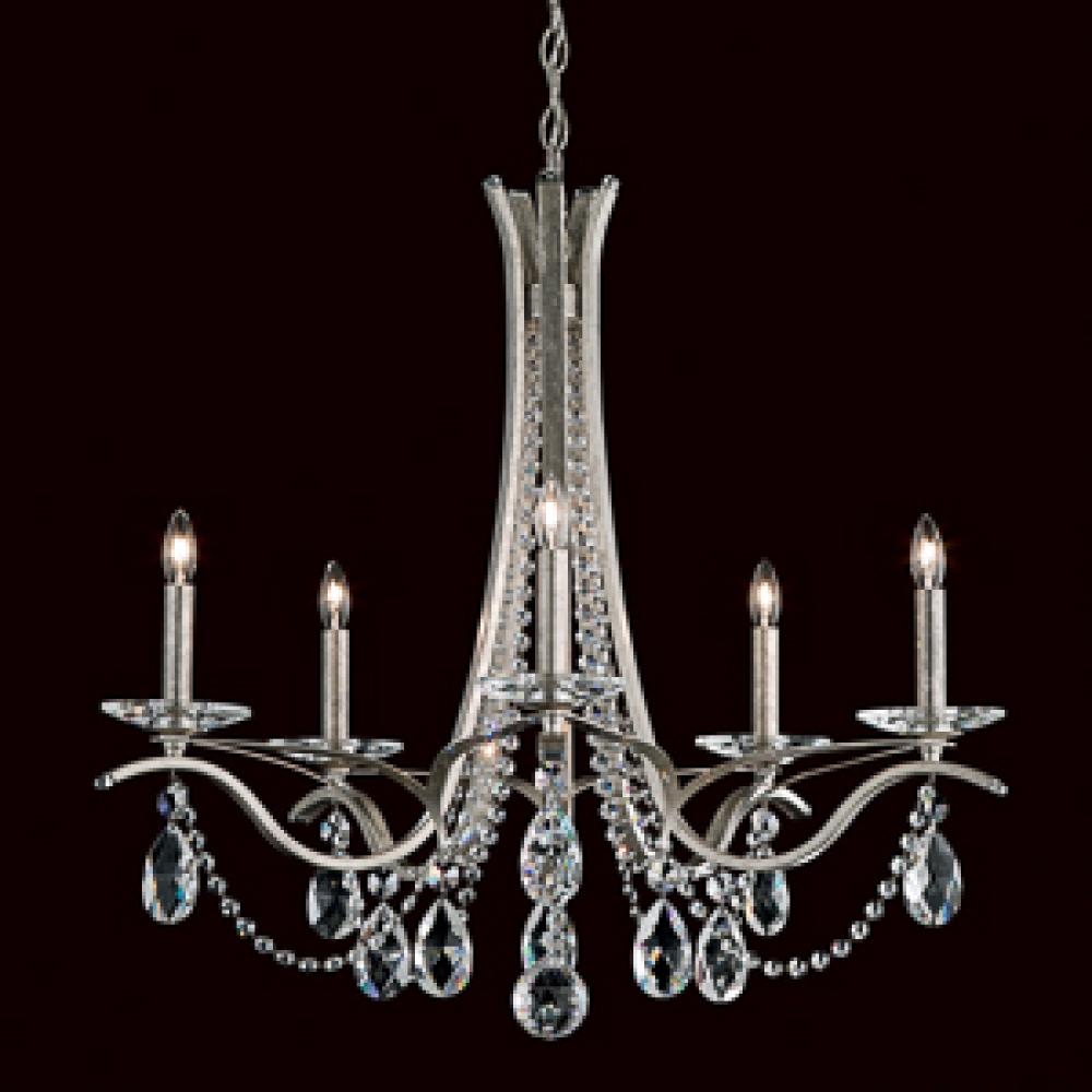 Vesca 5 Light 110V Chandelier in Antique Silver with Clear Crystals From Swarovski®