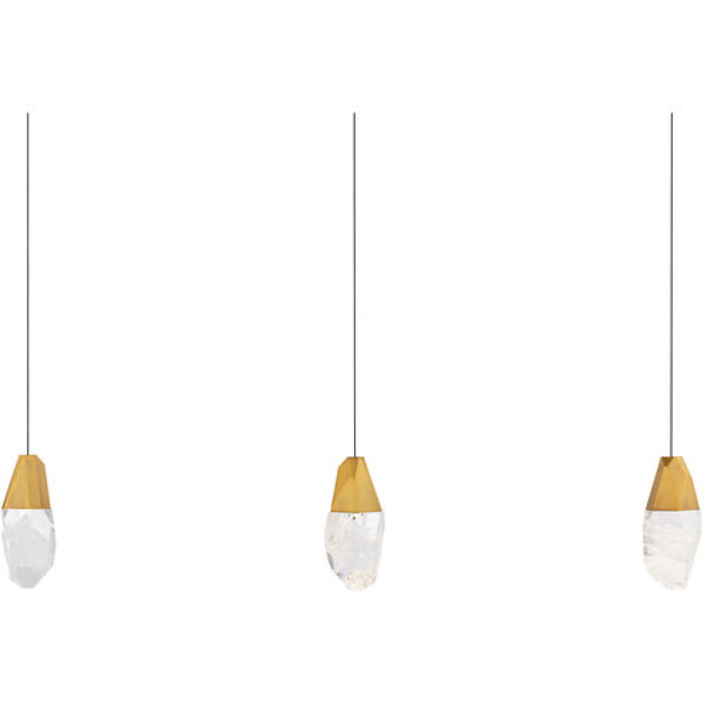 Martini 3 Light 120-277V Multi-Light Pendant (Linear Canopy) in Aged Brass with Clear Optic Crystal