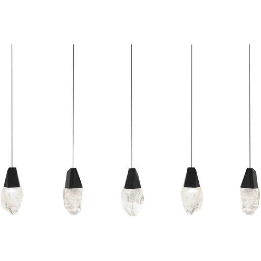 Martini 5 Light 120-277V Multi-Light Pendant (Linear Canopy) in Black with Clear Optic Crystal
