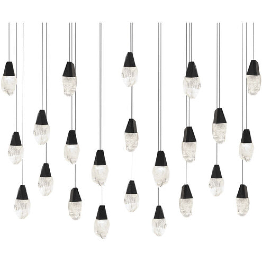Martini 23 Light 120-277V Multi-Light Pendant (Linear Canopy) in Black with Clear Optic Crystal