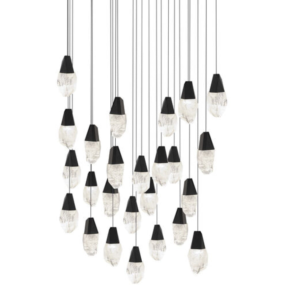 Martini 25 Light 120-277V Multi-Light Pendant (Square Canopy) in Black with Clear Optic Crystal