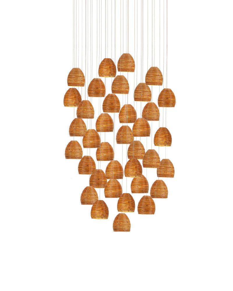 Beehive 36-Light Round Multi-Drop Pendant