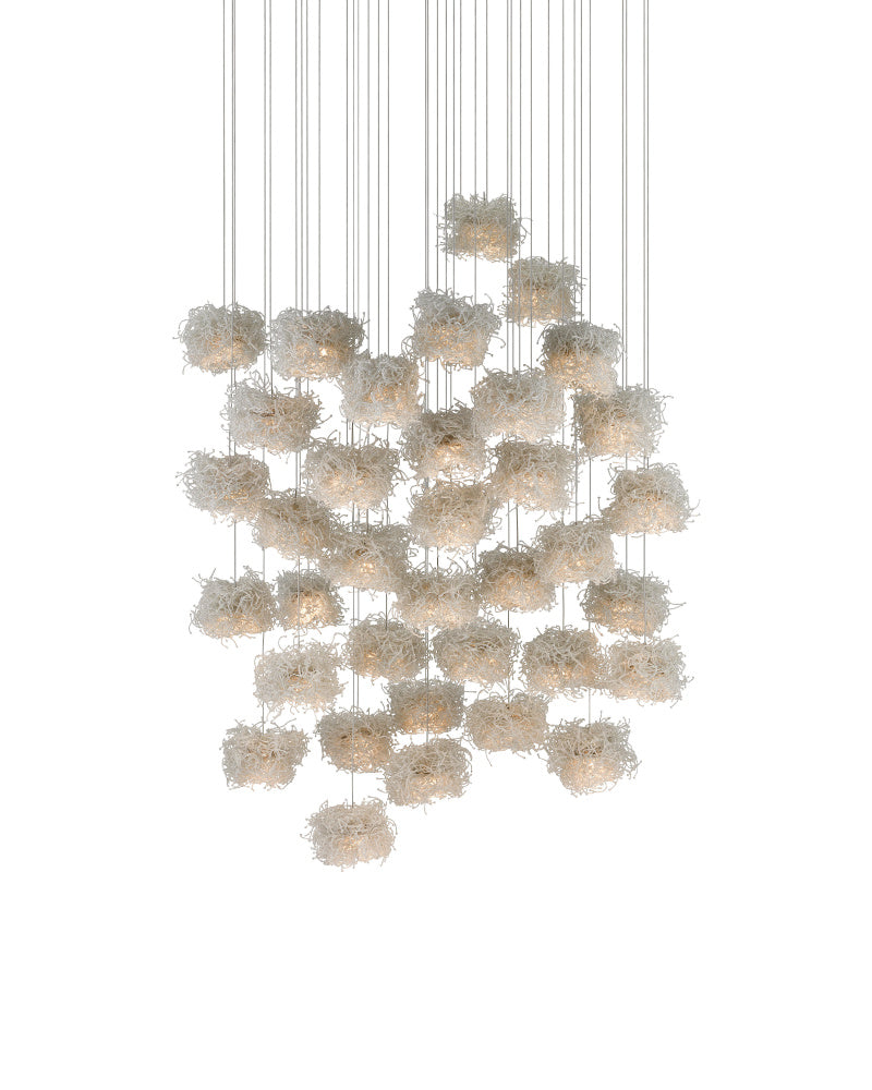 Birds Nest 36-Light Round Multi-Drop Pendant